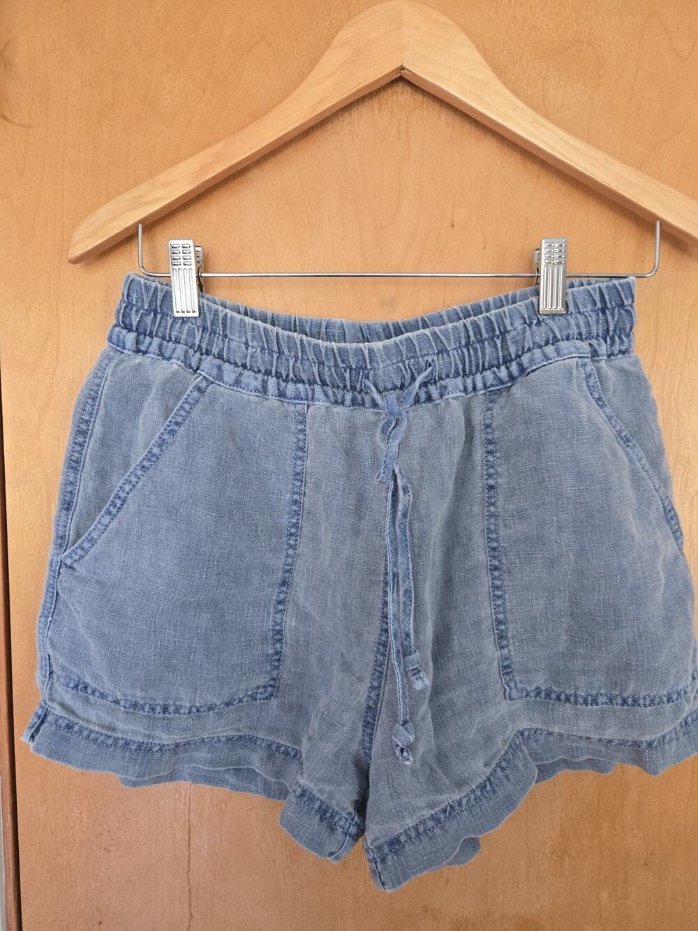 Velvet By Graham & Spencer Blue Linen Shorts Size XS 28x3